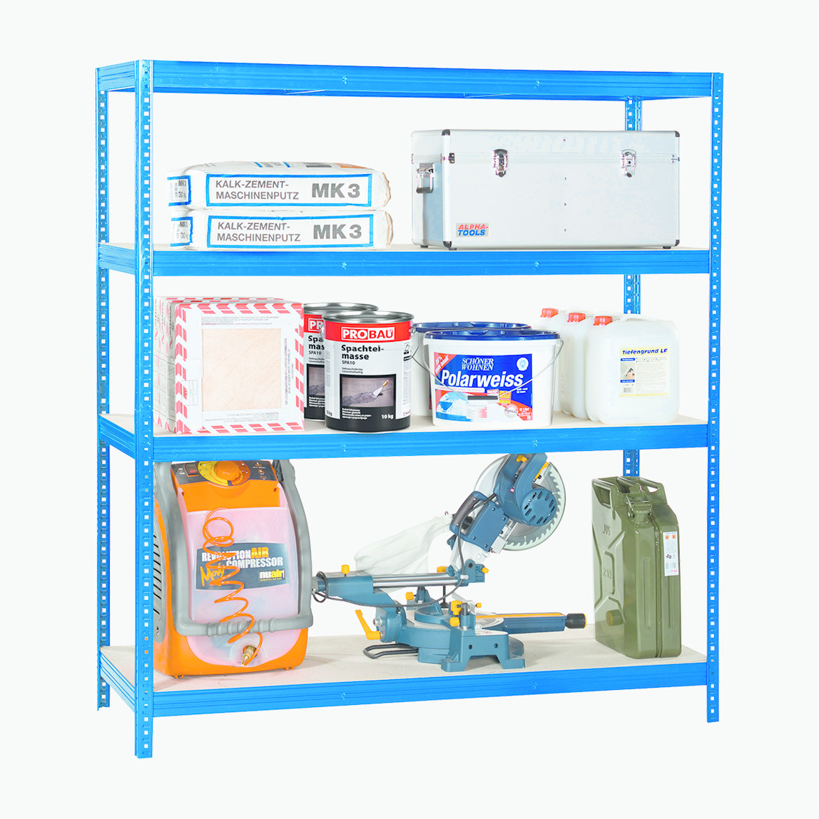    Regalux 4 Katlı Metal Raf XXL Mavi  