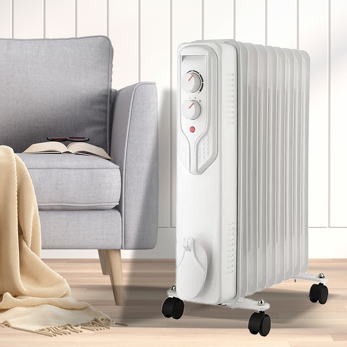    Voltomat Termostatlı 2000 W 9 Dilim Yağlı Radyatör Beyaz   