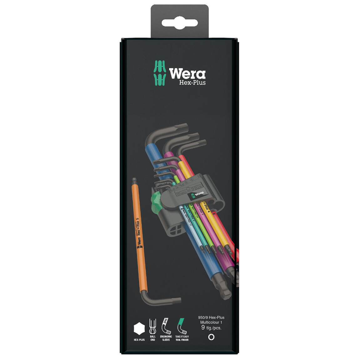    Wera 05073593001 950/9 Hex-Plus Renkli 9 Parça Allen Seti 