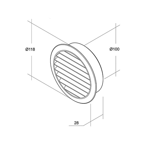 İlöz Yuvarlak Dış Duvar Izgarası Çap 100 mm Gri 