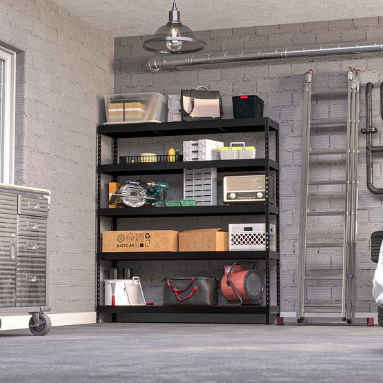 Regalux 5 Katlı Metal Raf Siyah