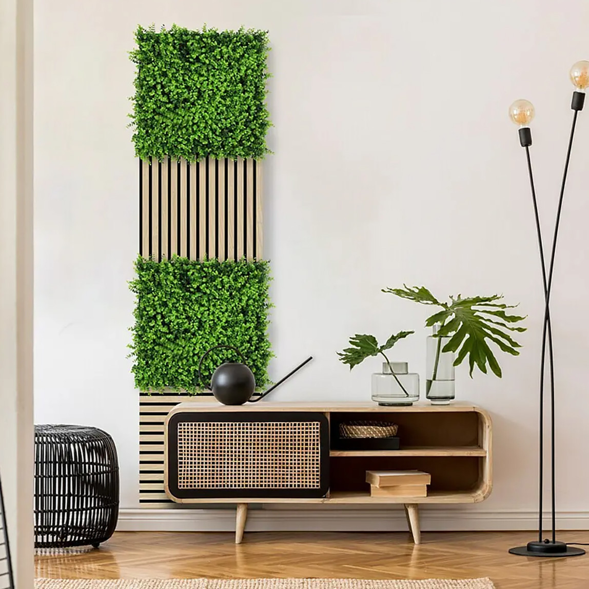    Yapay Bitki Kaplamalı Duvar Paneli Yeşil Çim 