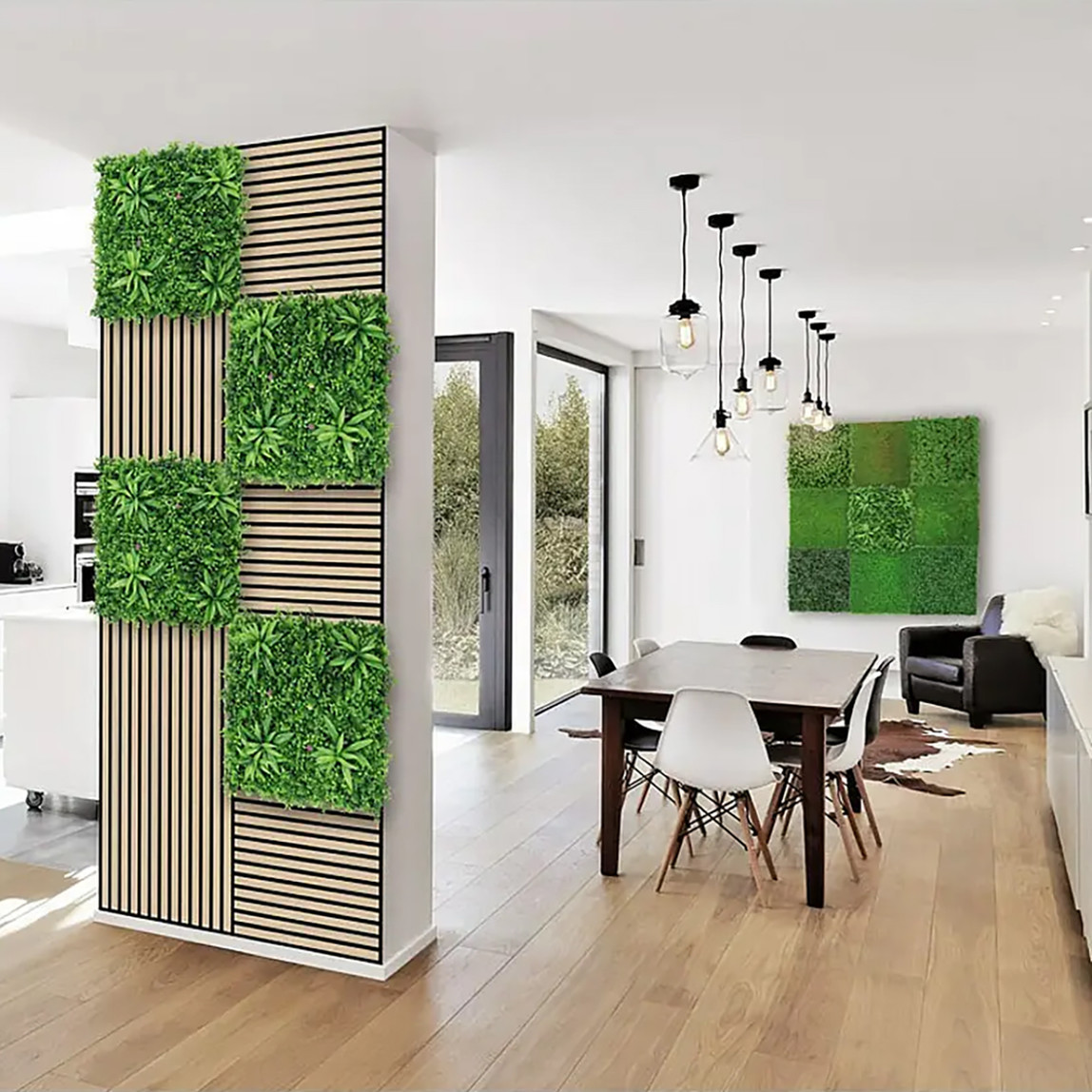    Yapay Bitki Kaplamalı Duvar Paneli Yeşil Bitkiler 