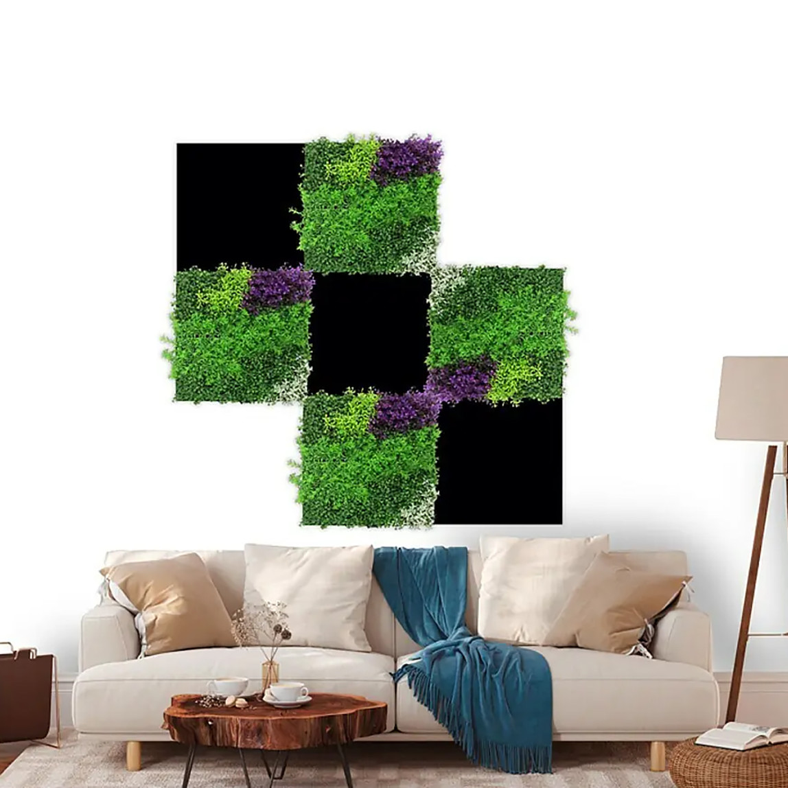    Yapay Bitki Kaplamalı Duvar Paneli Menekşe 