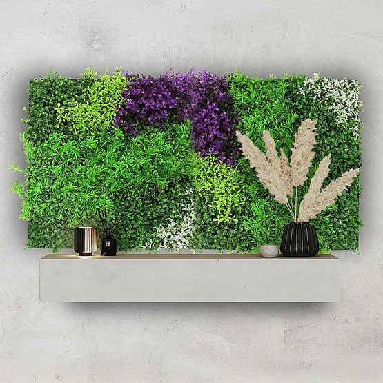 Yapay Bitki Kaplamalı Duvar Paneli Menekşe