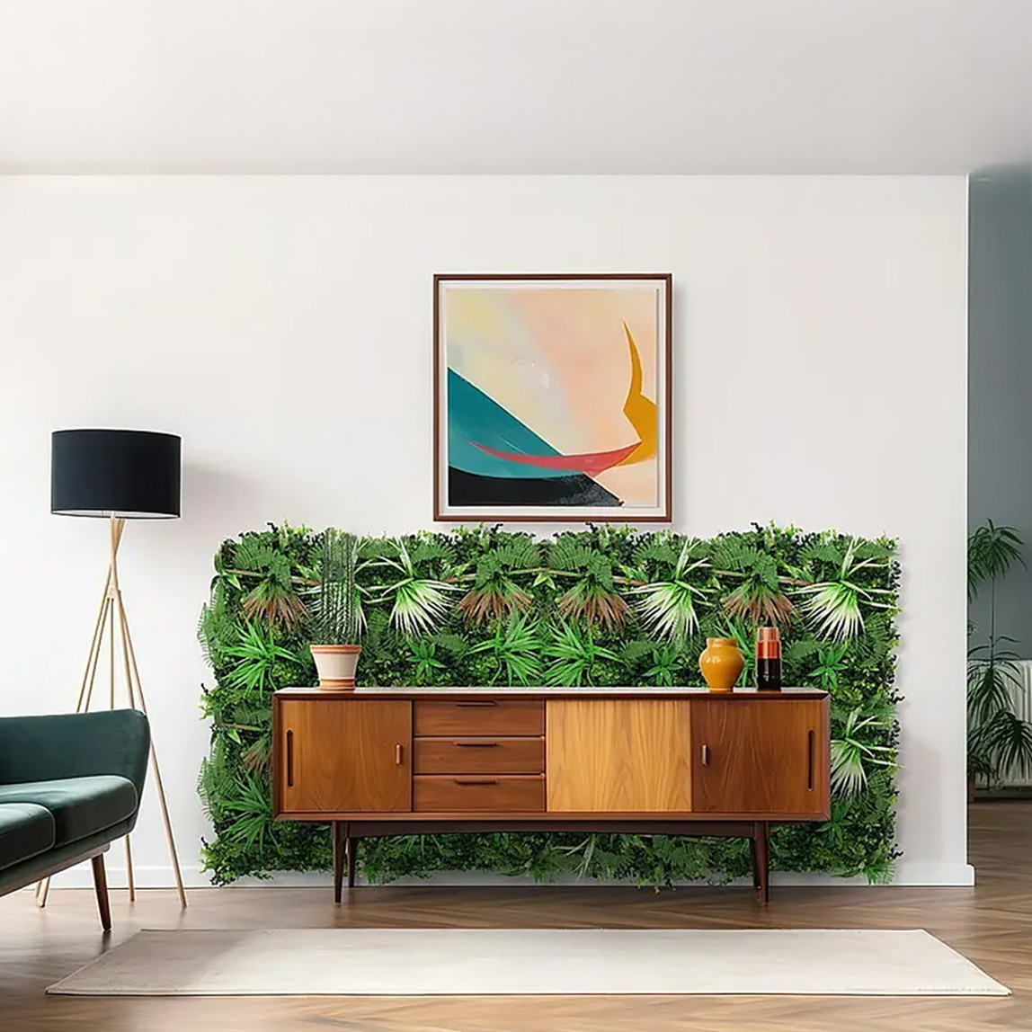    Yapay Bitki Kaplamalı Duvar Paneli Karışık Bitkiler 