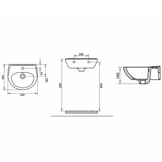 Euroser Oval Lavabo 36x45 cm