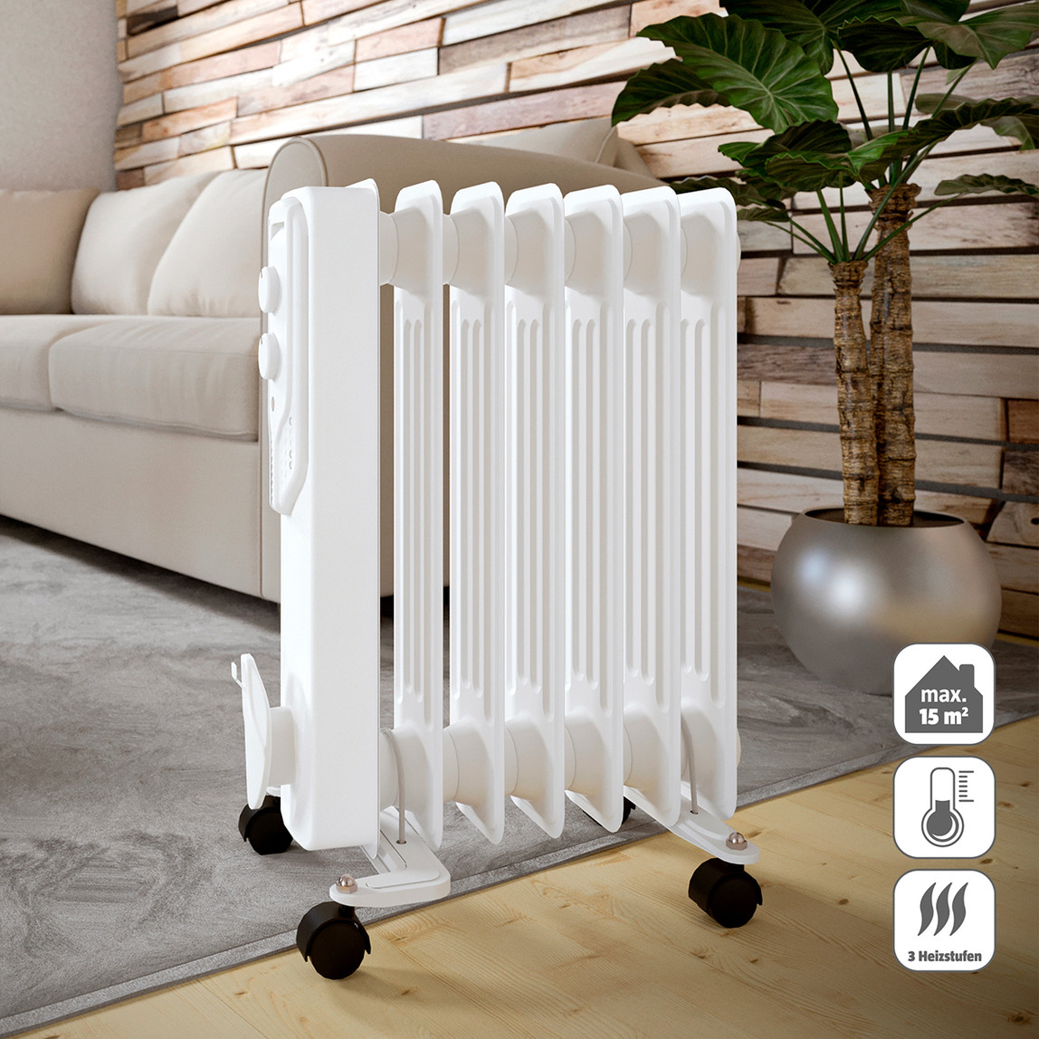    Voltomat Termostatlı 1500 W 7 Dilim Yağlı Radyatör Beyaz   