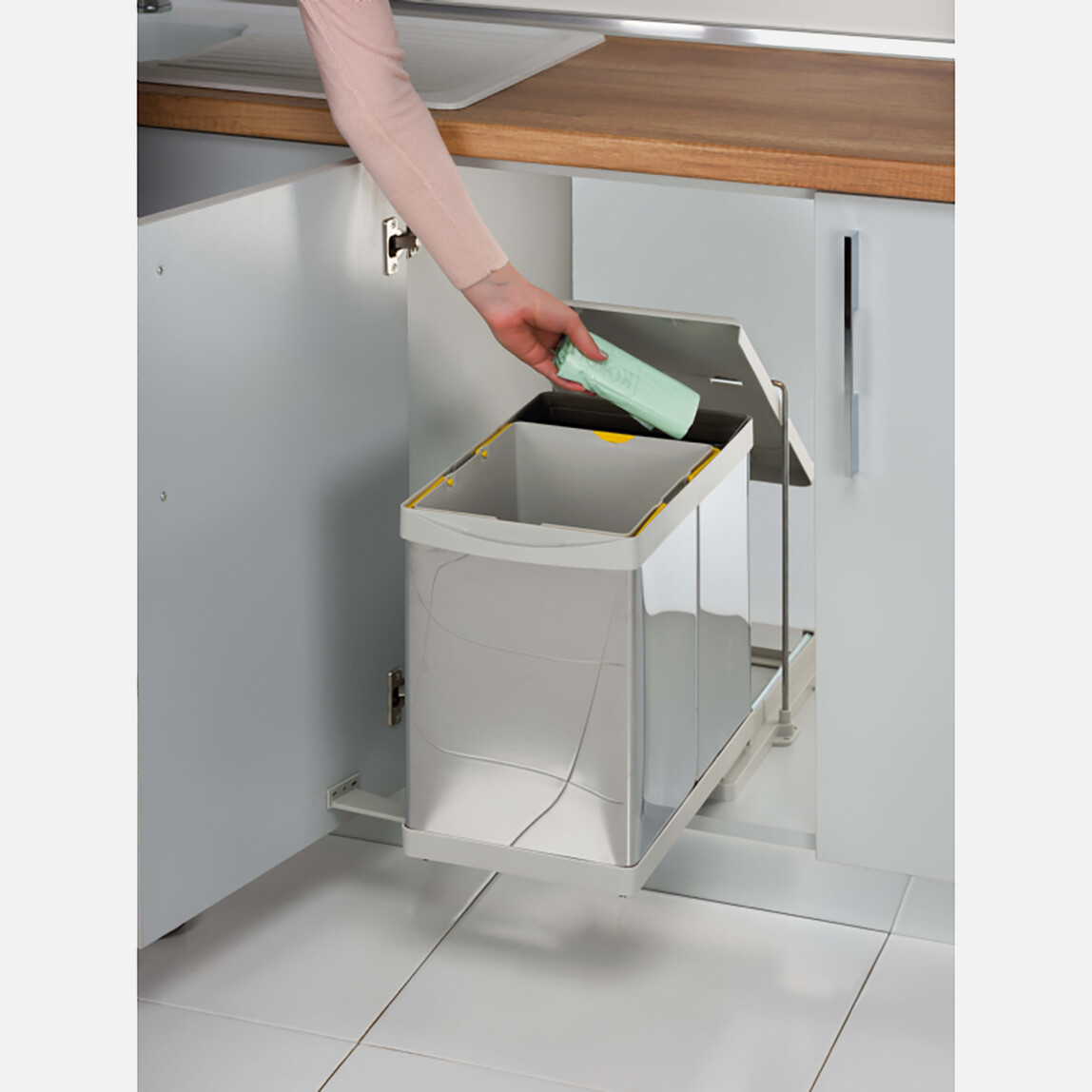    Pelikan 81520 Raylı Paslanmaz Çöp Kutusu 20+1 Lt Gri  