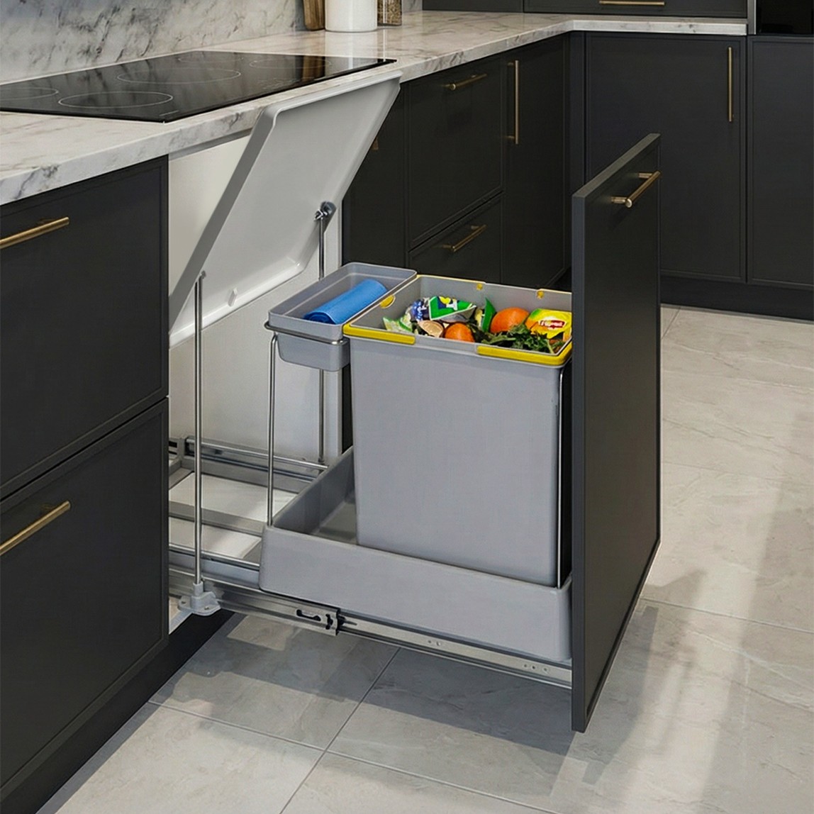    Pelikan 81550 Raylı Dolap İçi Çöp Kovası 20 L Gri 