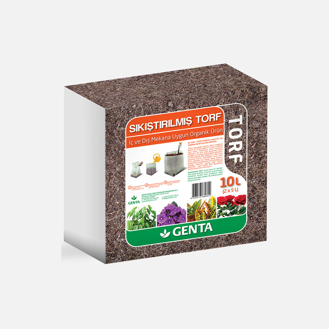    Genta Cocopeat Sıkıştırılmış Torf 10 lt  