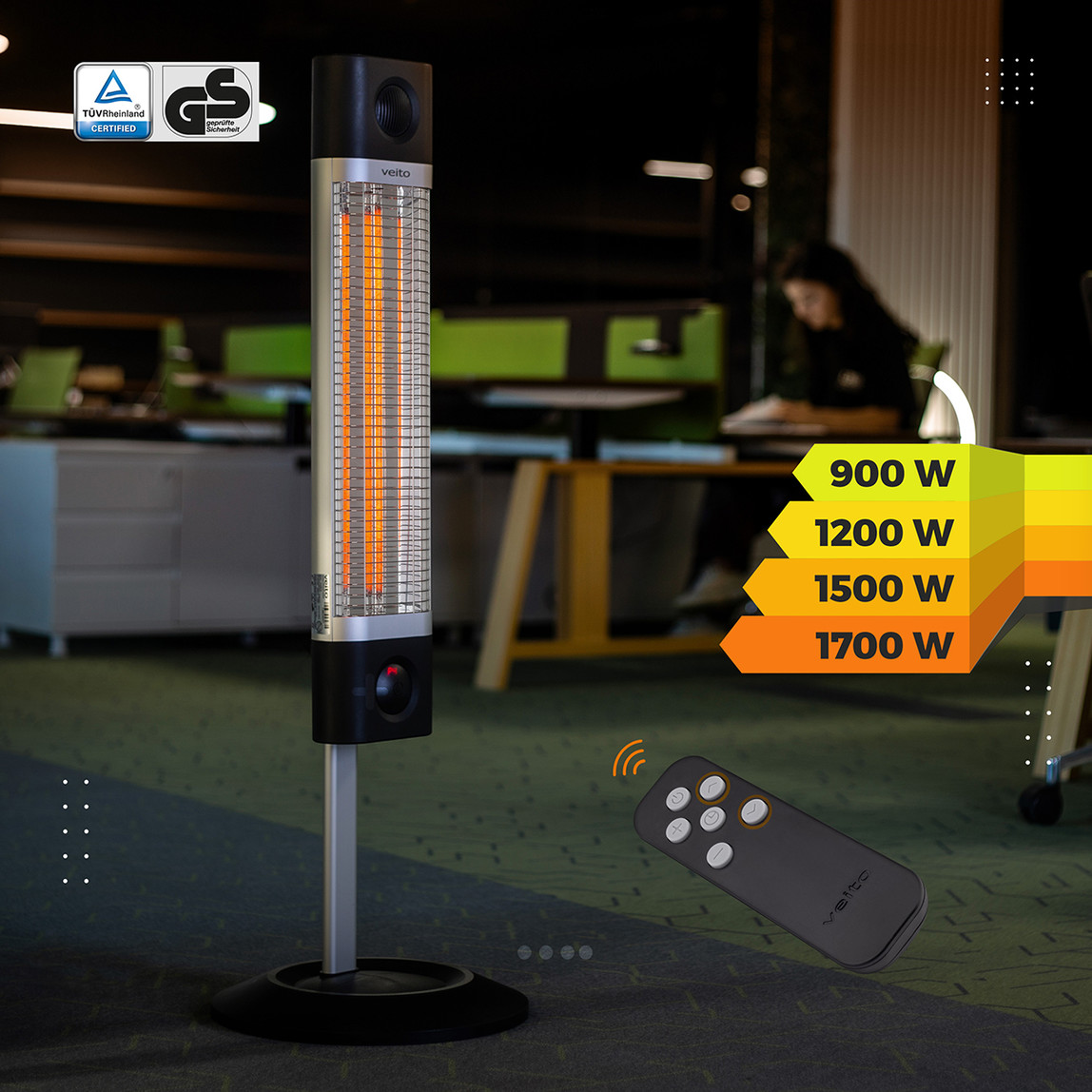    Veito Infrared CH1800RE 1700W Uzaktan Kumandalı Isıtıcı  
