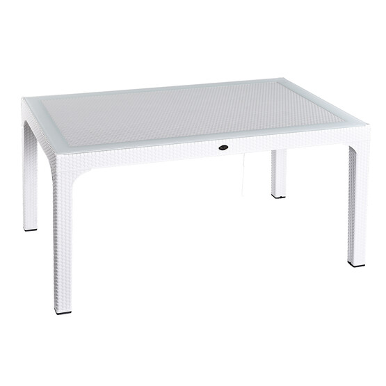 Holiday Olimpia Camlı Rattan Masa Beyaz