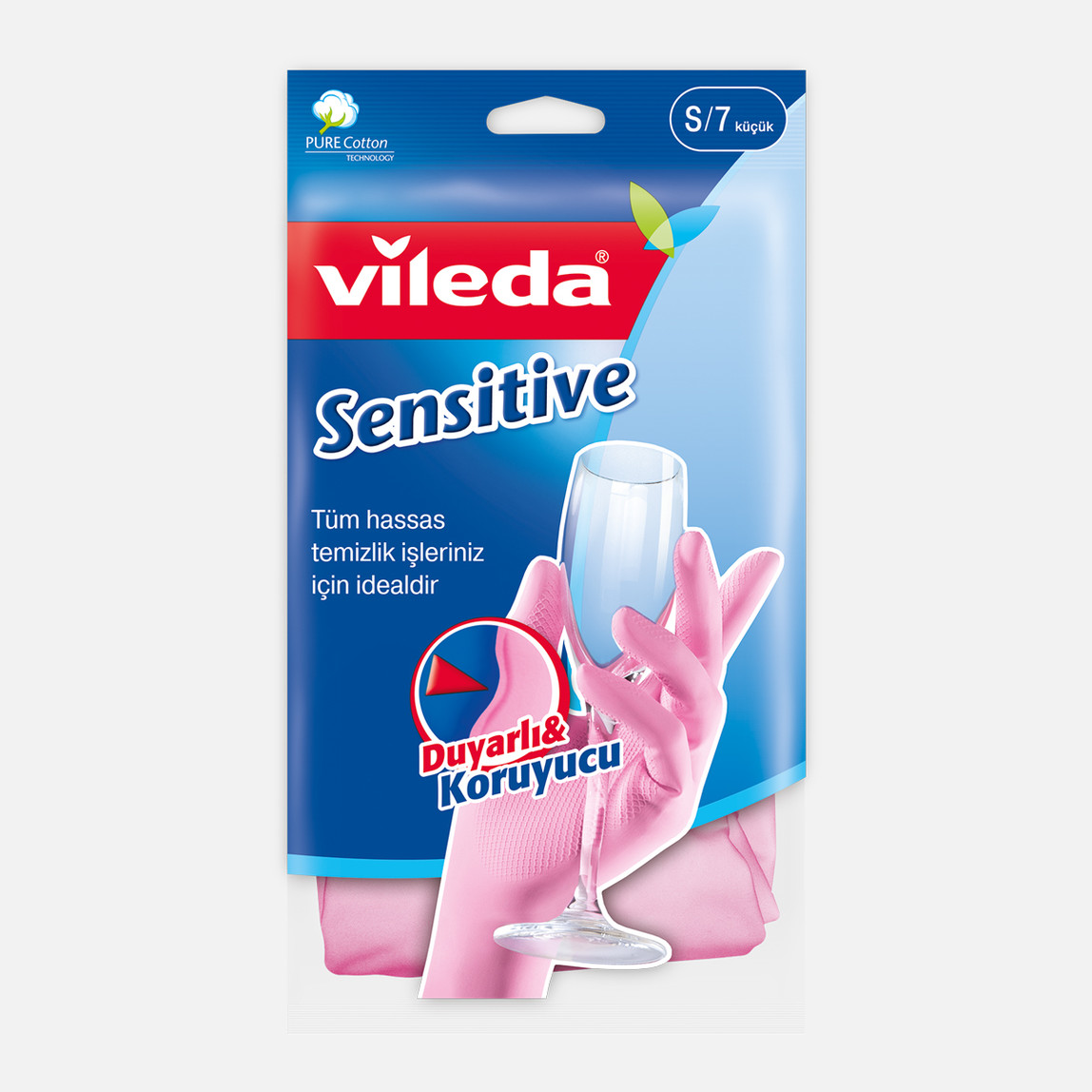    Vileda Candy Pink Sensitive Pamuklu Tek Small Temizlik Eldiveni Pembe 