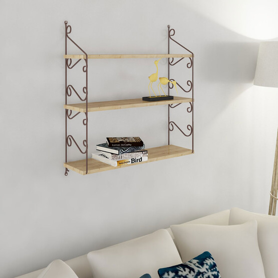 Endpa Seramoni Dikdörtgen 3 Raflı Salon Dekoratif Raf Seti Sarı 