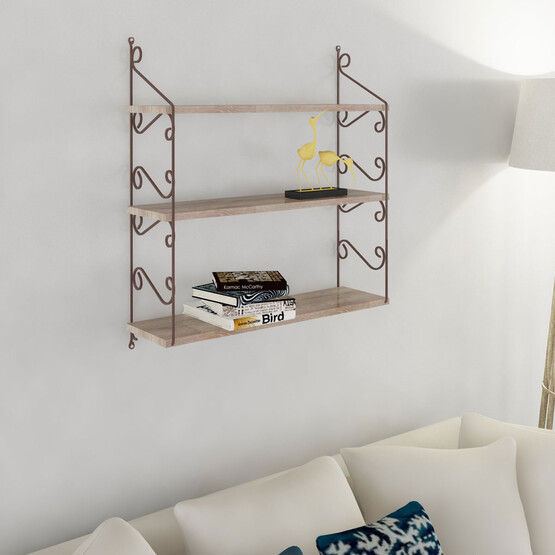 Endpa Seramoni Dikdörtgen 3 Raflı Salon Dekoratif Raf Seti Sarı 