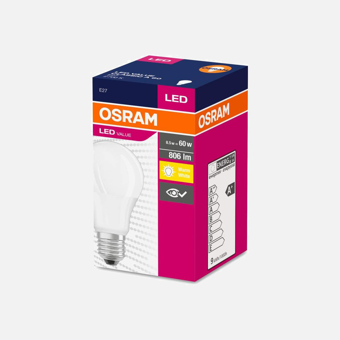    Osram Led Value CLA 60 8.5 W Sarı Klasik E27 Duy Led Ampul   