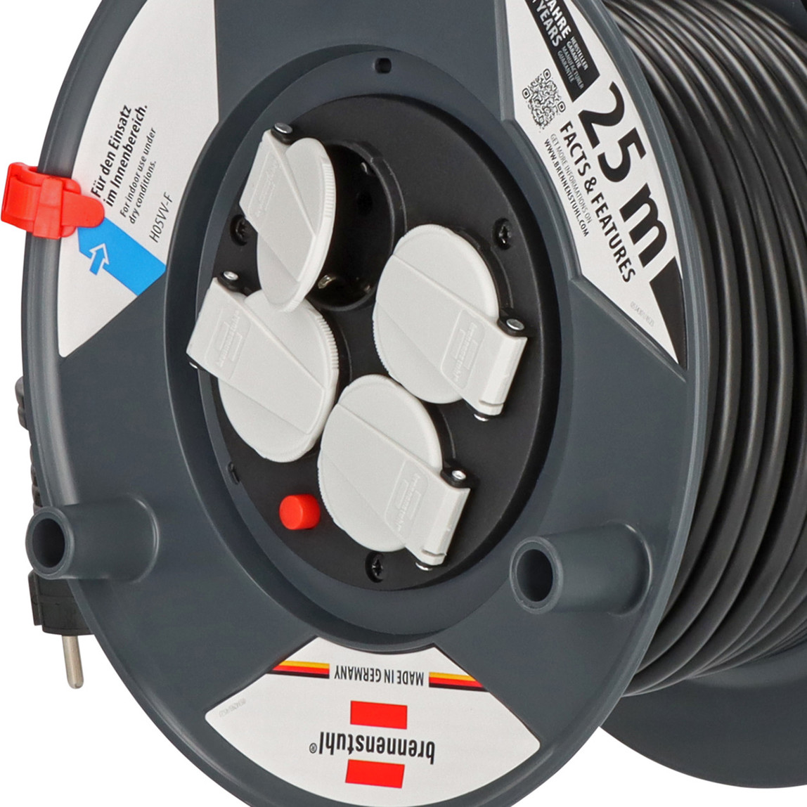    Brennenstuhl 3X1,5 25 Metre İç Mekan Kablolu Makara   