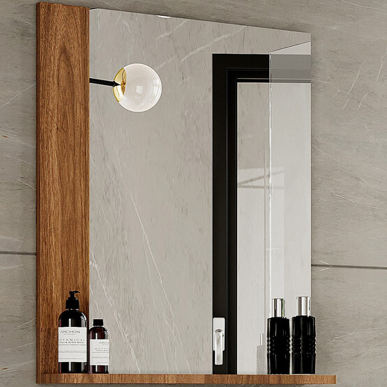 Polka Tiny Aynalı 60 cm Banyo Dolabı Üst Modül Ceviz