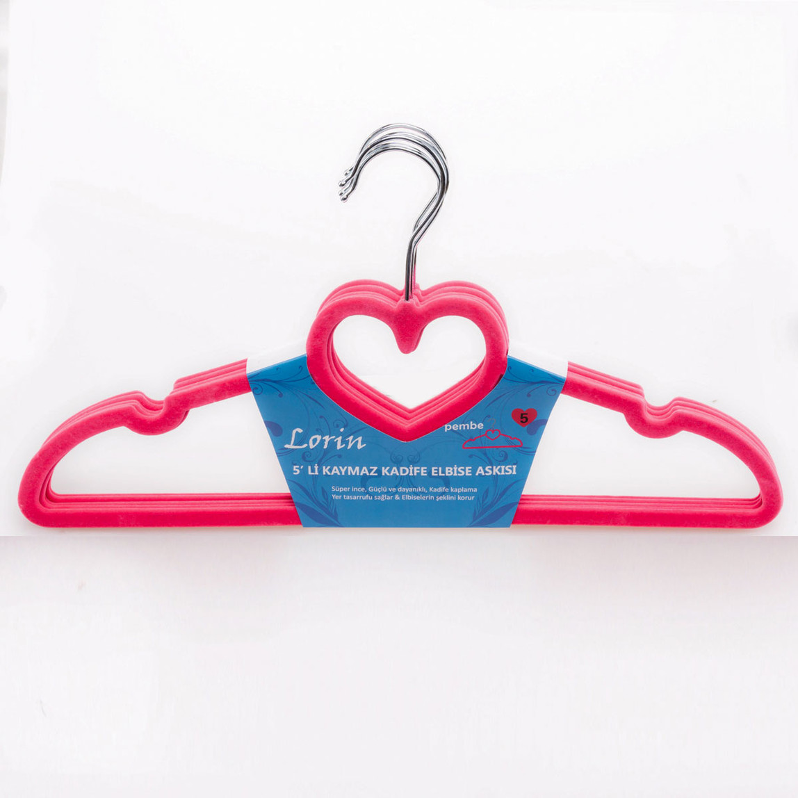    Lorin Kaymaz Kadife Elbise Askısı 5'li  
