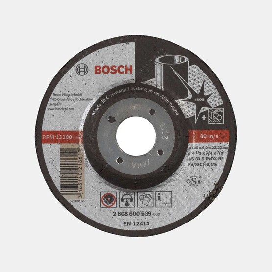 Bosch Paslanmaz Çelik Taşlama Disk 115x6,0 mm Bombeli Expert