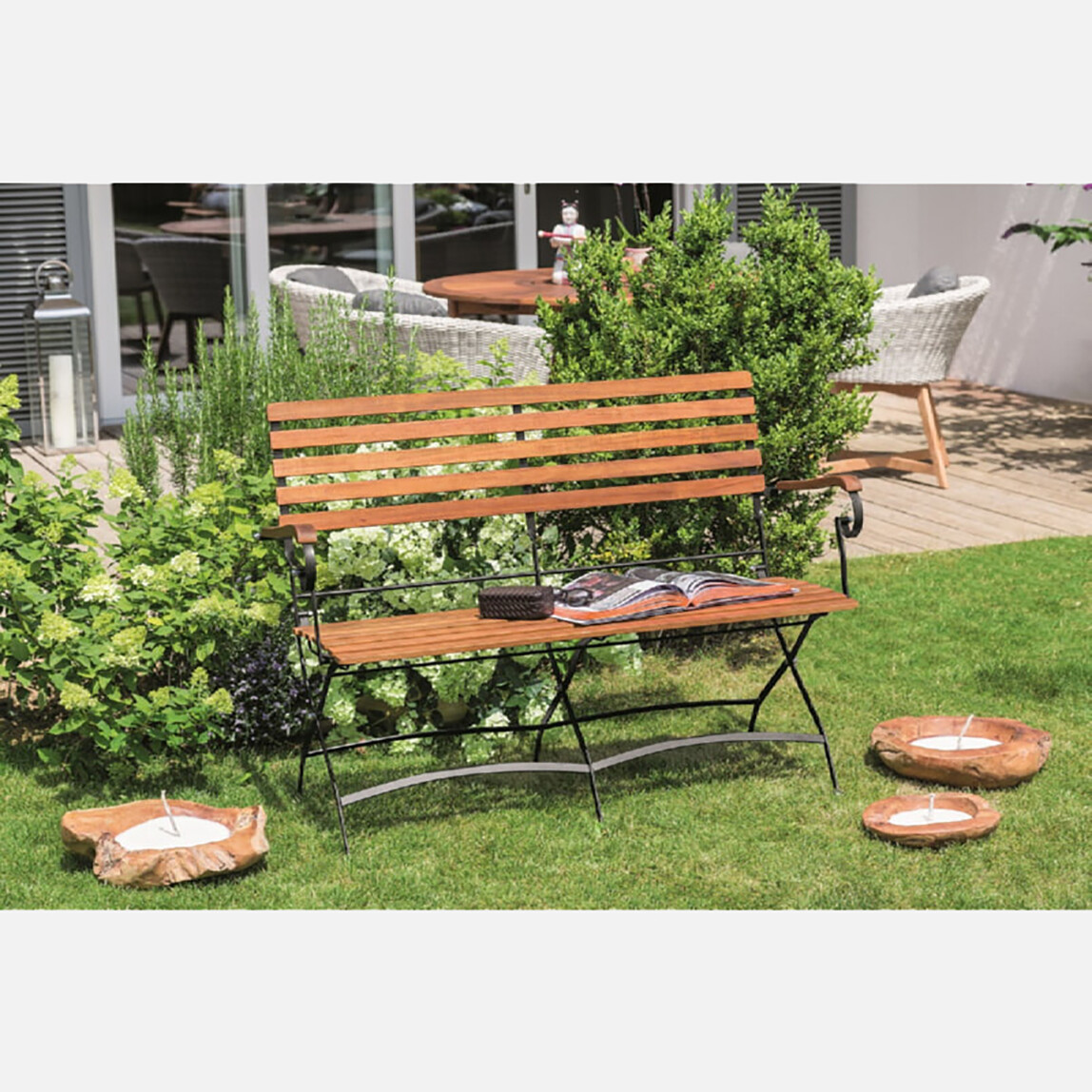    Sunfun Moni Ferforje Ahşap Bahçe Bankı  