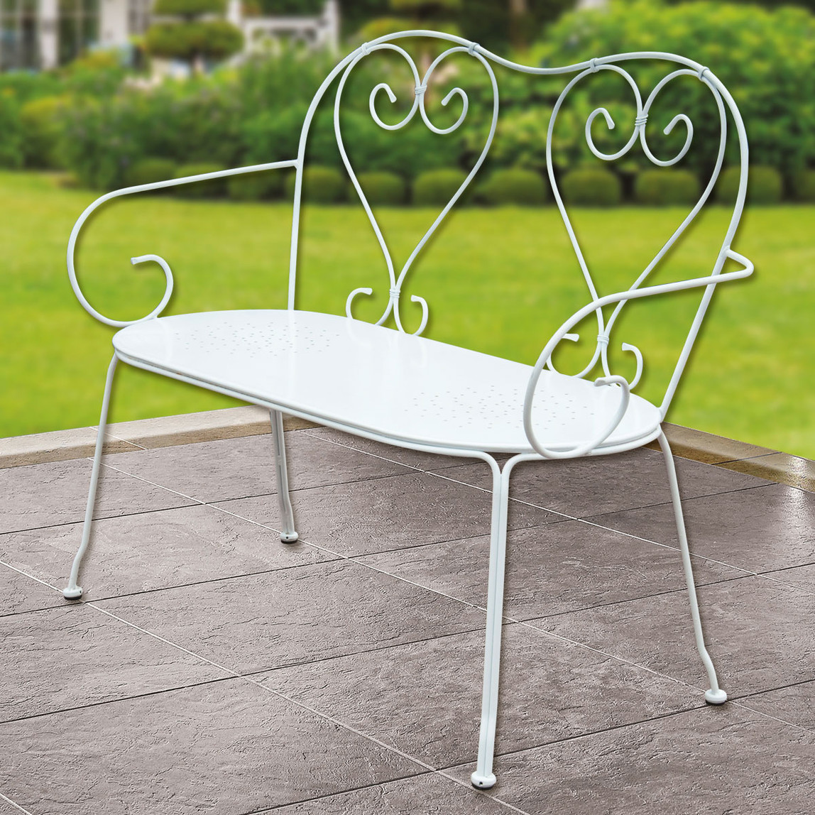    Sunfun Steel Metal Bahçe Bankı Beyaz  