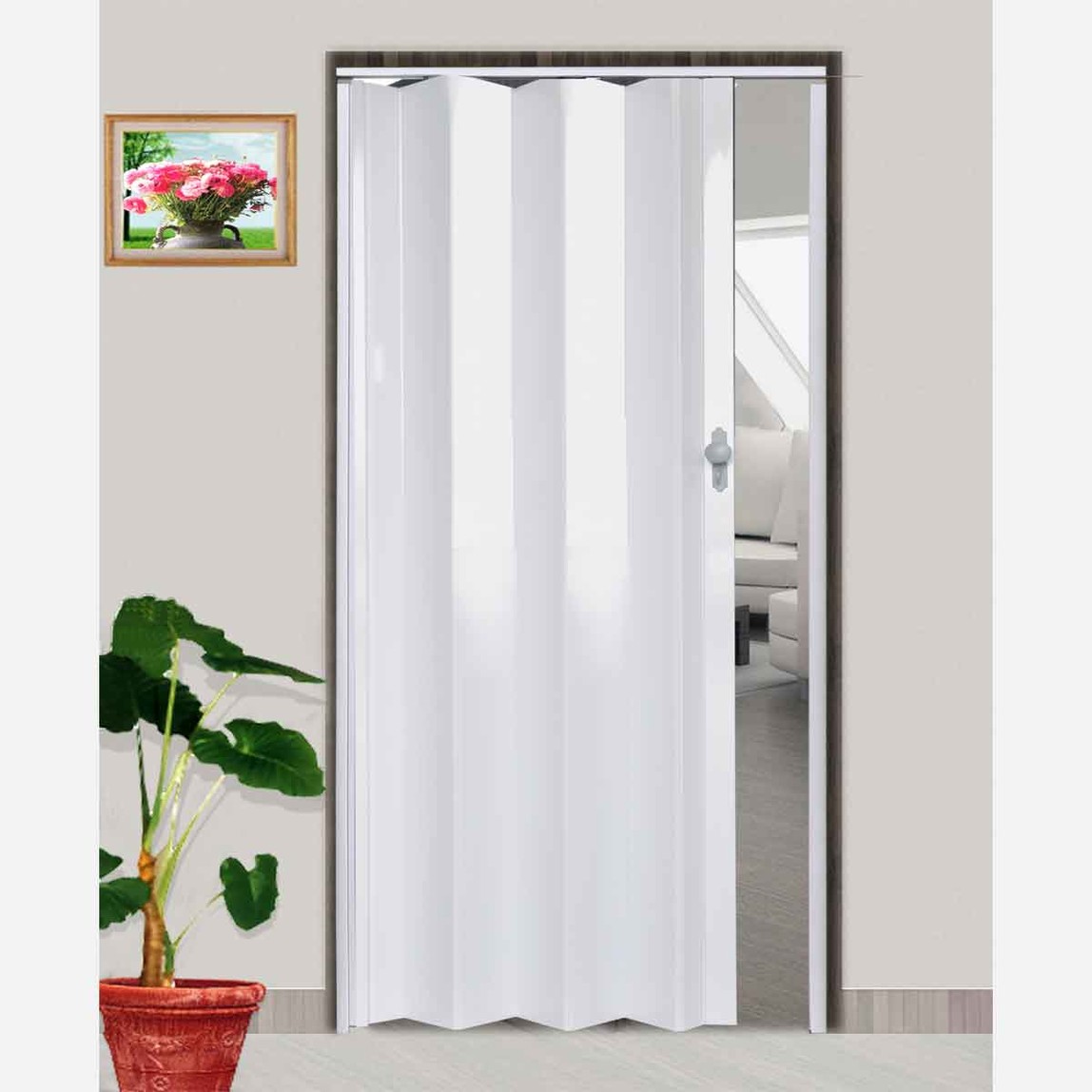    LORIN Highgloss Akordiyon Kapı Beyaz   