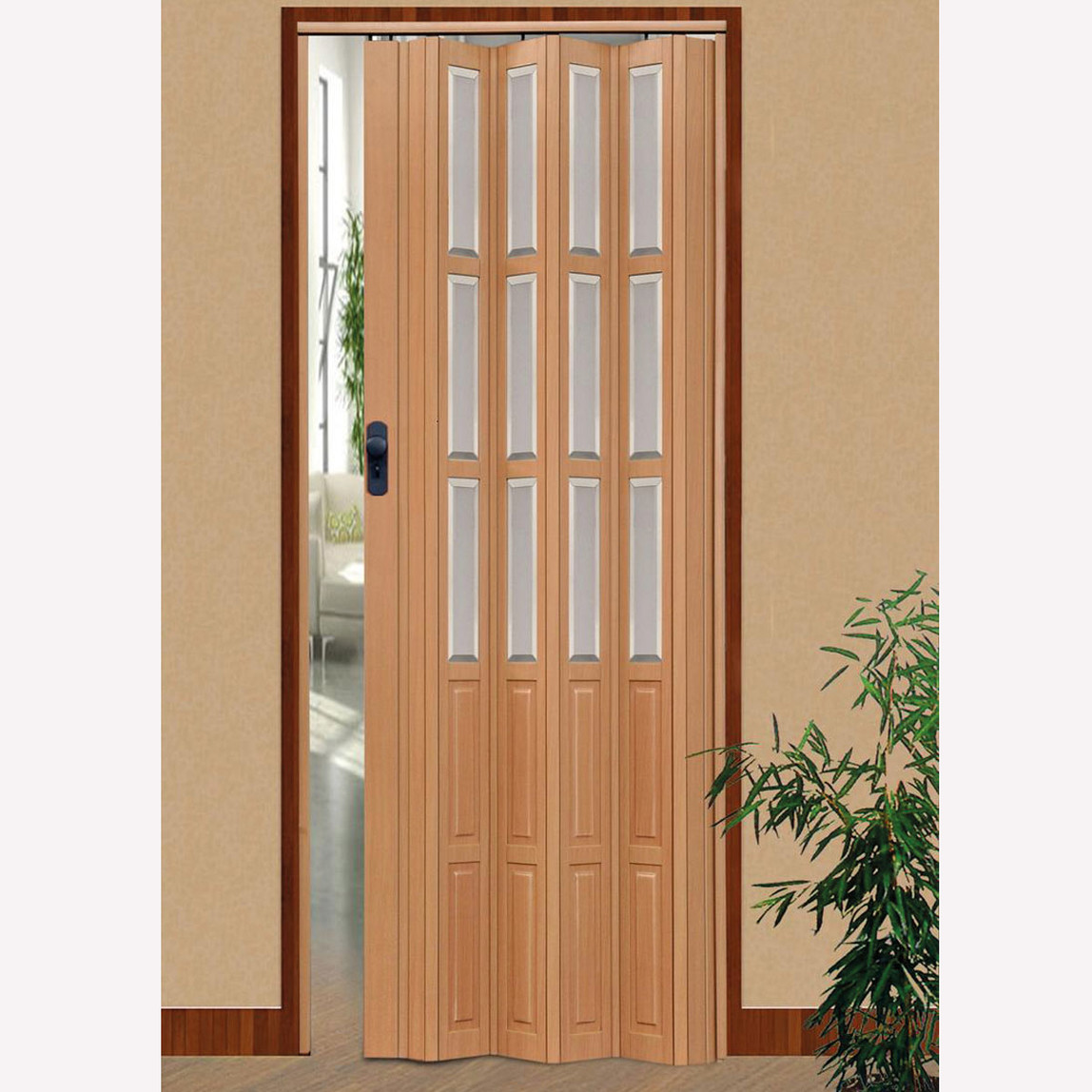    LORIN Camlı Akordiyon Kapı Kayın  