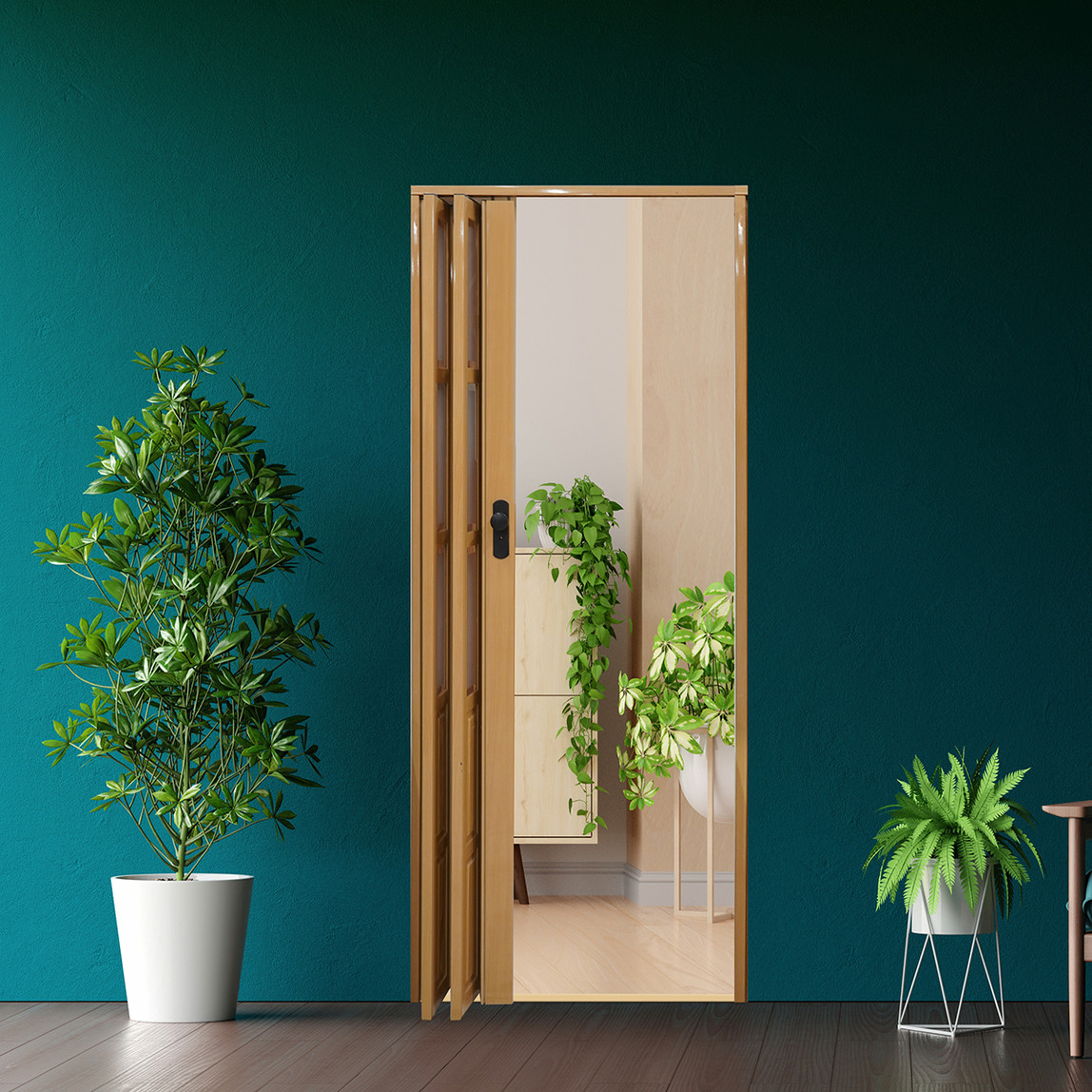    LORIN Camlı Akordiyon Kapı Kayın  