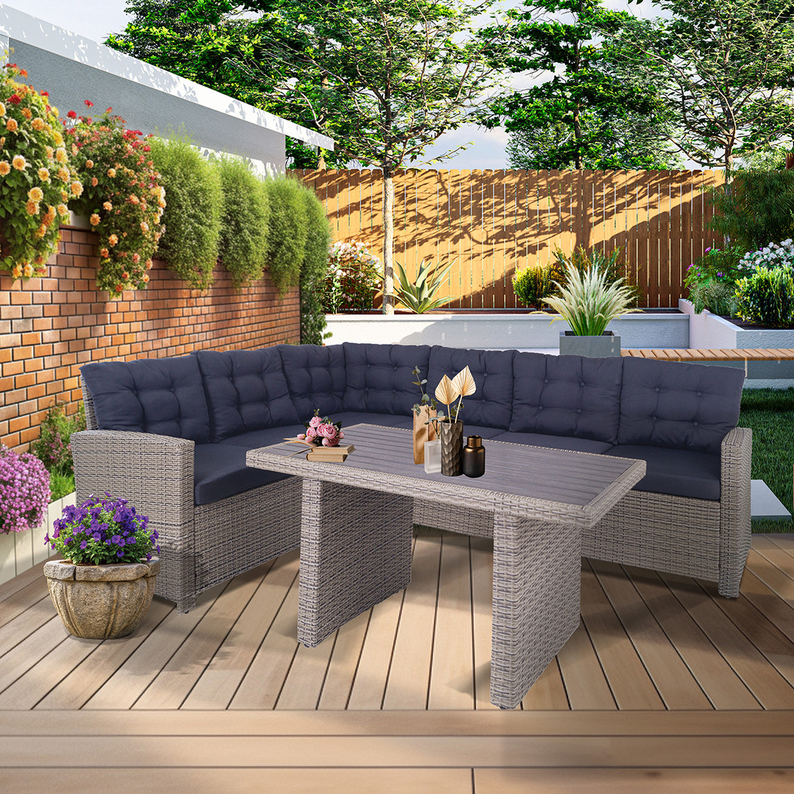    Sunfun Susia Rattan Bej Köşe Oturma Grubu  