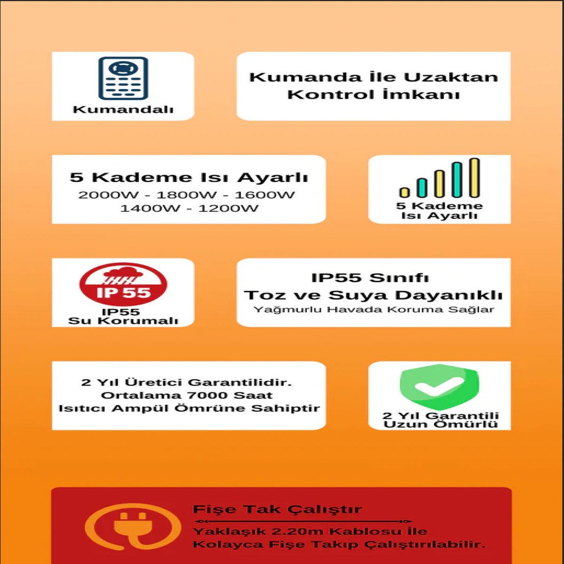    Goldsun Supra Plus GSS20P 2000W Infrared Isıtıcı 