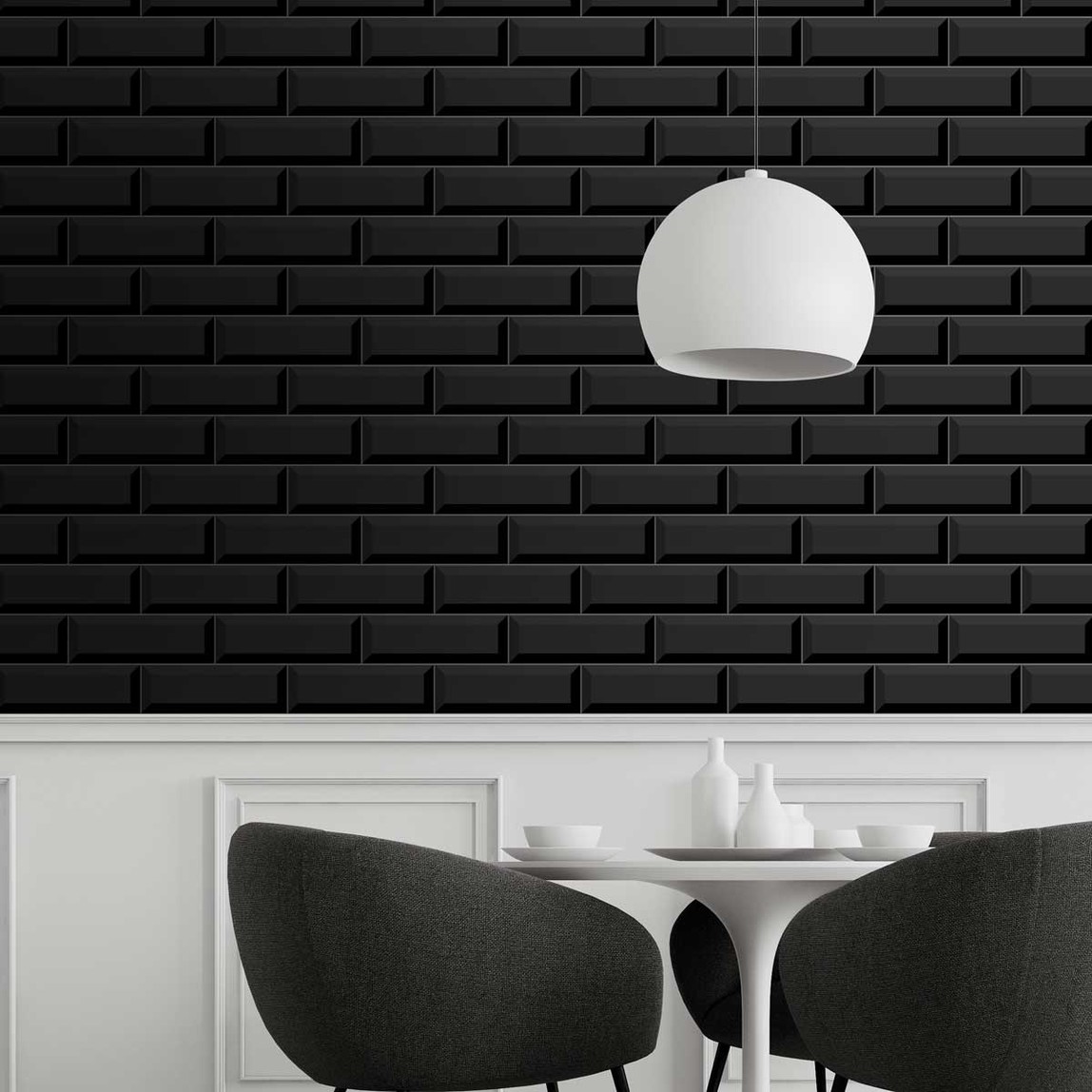    Ege Seramik 10X30 cm Metro Duvar Seramiği Siyah 