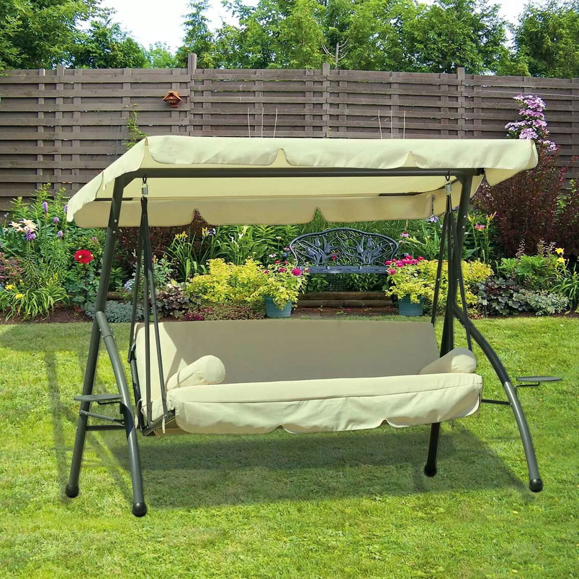    Sunfun 3 Kişilik Metal Salıncak Bej  