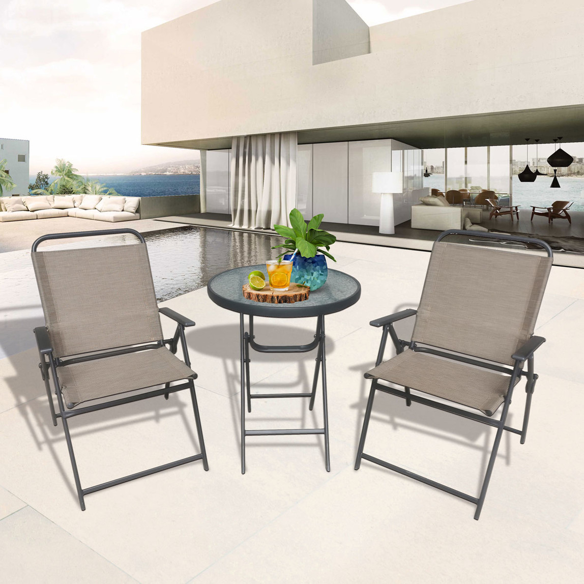    Sunfun Bistro Katlanır Masa ve Sandalye Seti  