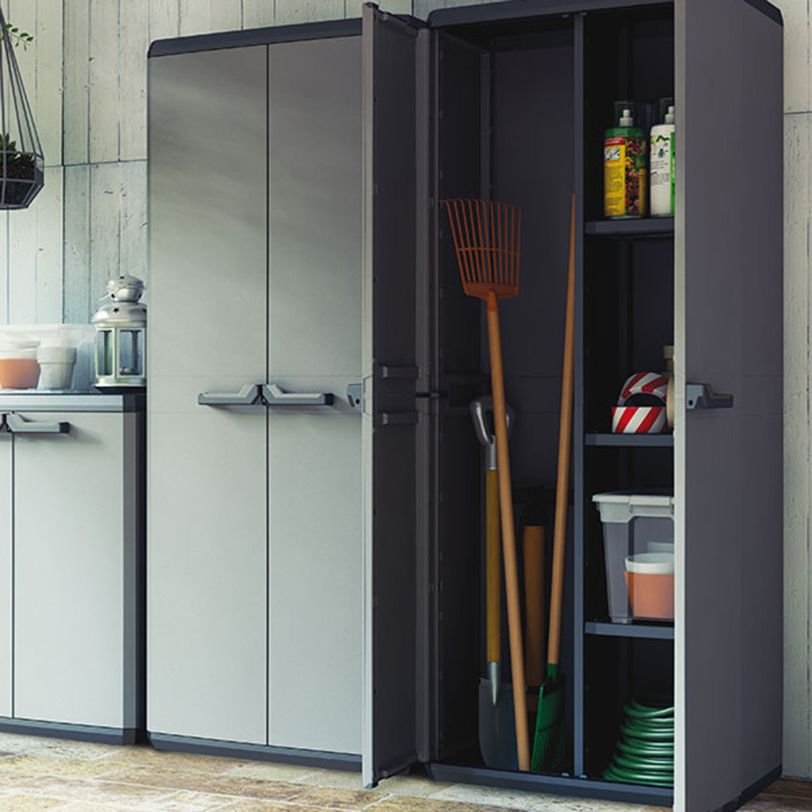    Keter Piu 3 Raflı ve Uzun Bölmeli Plastik Dolap Antrasit 