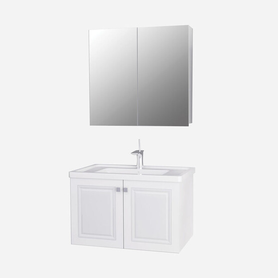 Polka Linde Aynalı 85 cm Takım Banyo Dolabı Beyaz