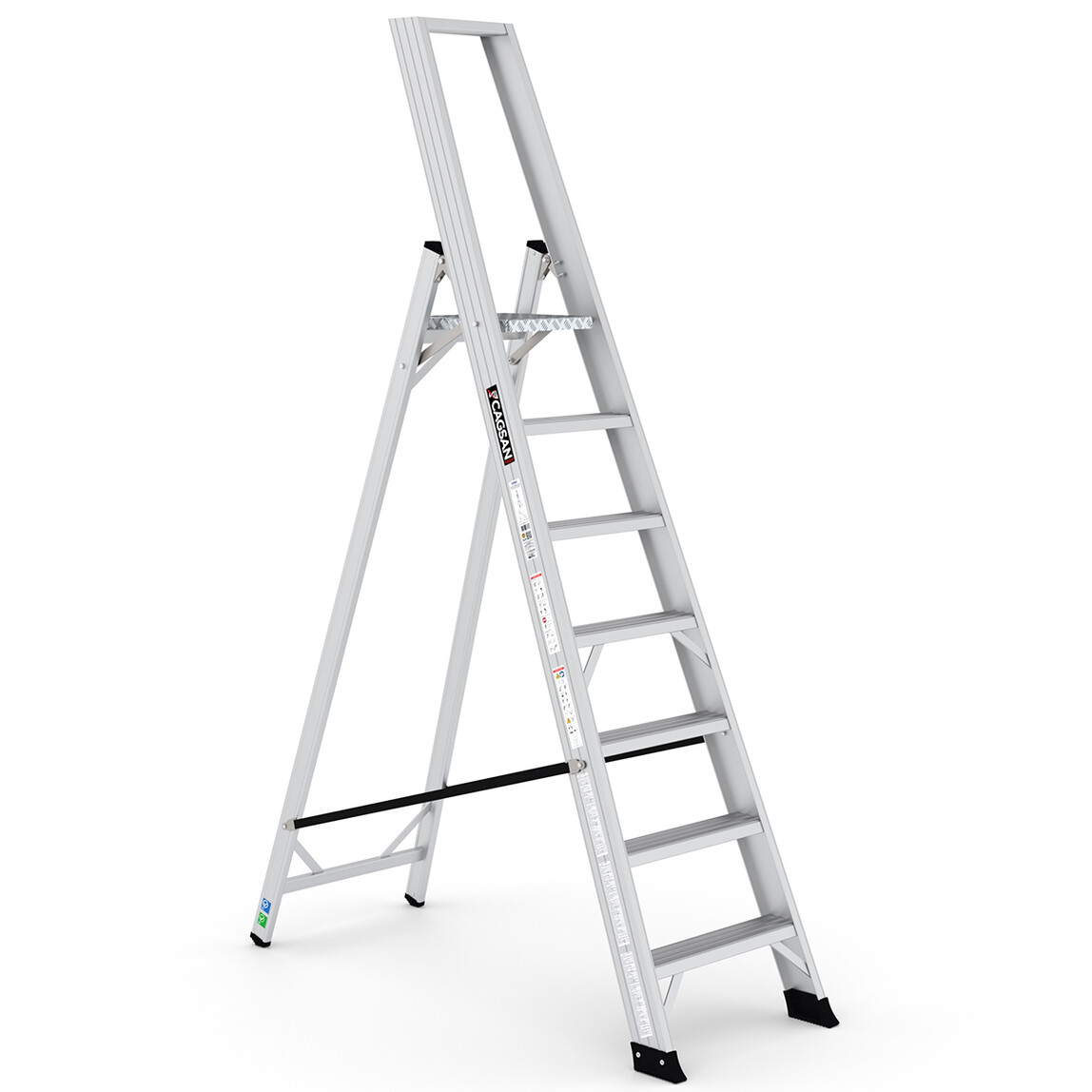    Çağsan Alesta Alüminyum 6+1 Basamaklı Katlanabilir İş - Profesyonel Merdiven  