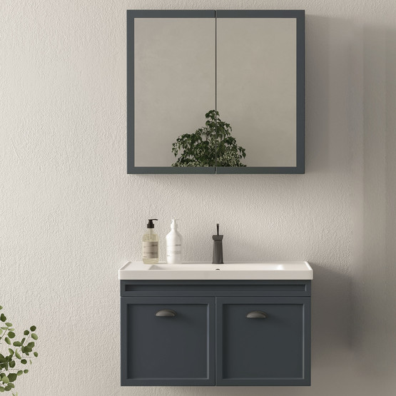 Polka Tria Aynalı 80 cm Takım Banyo Dolabı Beyaz