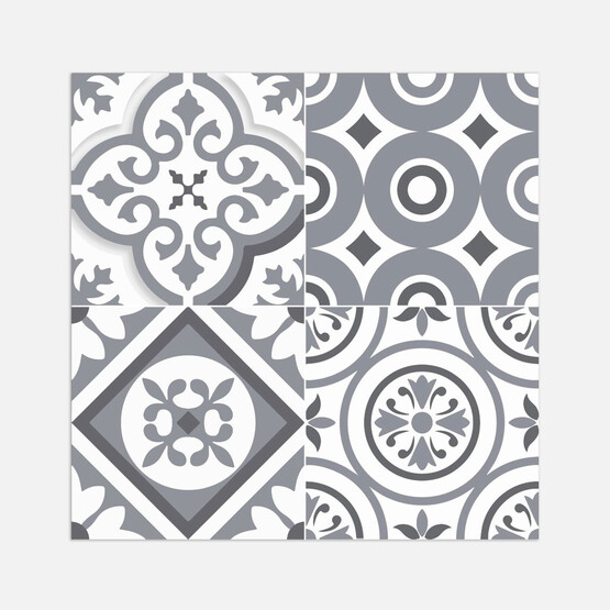 Tink Geometri Desenli Gri Zemin PVC Karo 30 x 30 cm