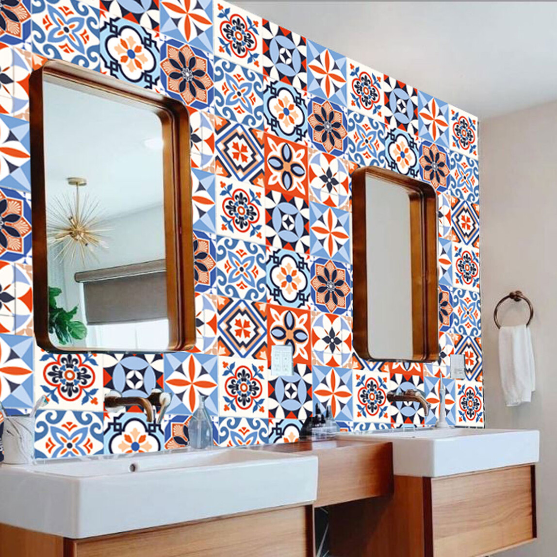    Tink Meksika Desenli Çok Renkli Duvar PVC Karo 30 x 30 cm  