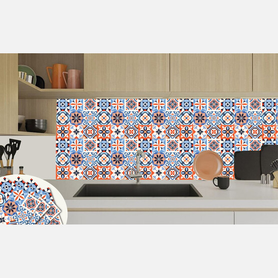 Tink Meksika Desenli Çok Renkli Duvar PVC Karo 30 x 30 cm 