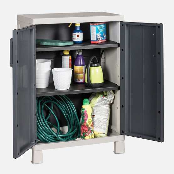 Anniversary 2 Raflı Plastik Dolap Beyaz-Antrasit