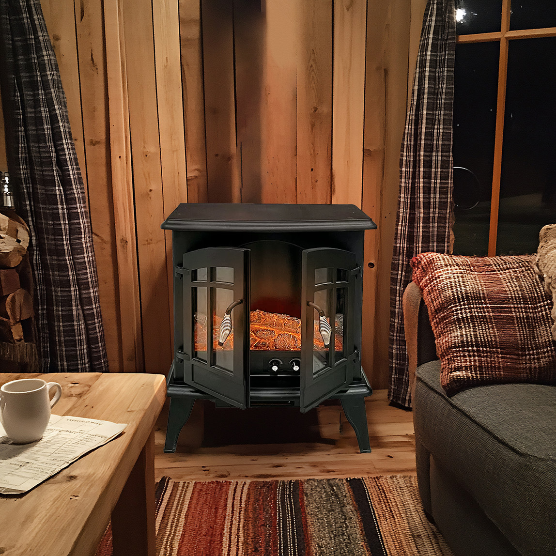    Dlc Lotus 1500W Ayaklı Dekoratif Şömine Siyah 