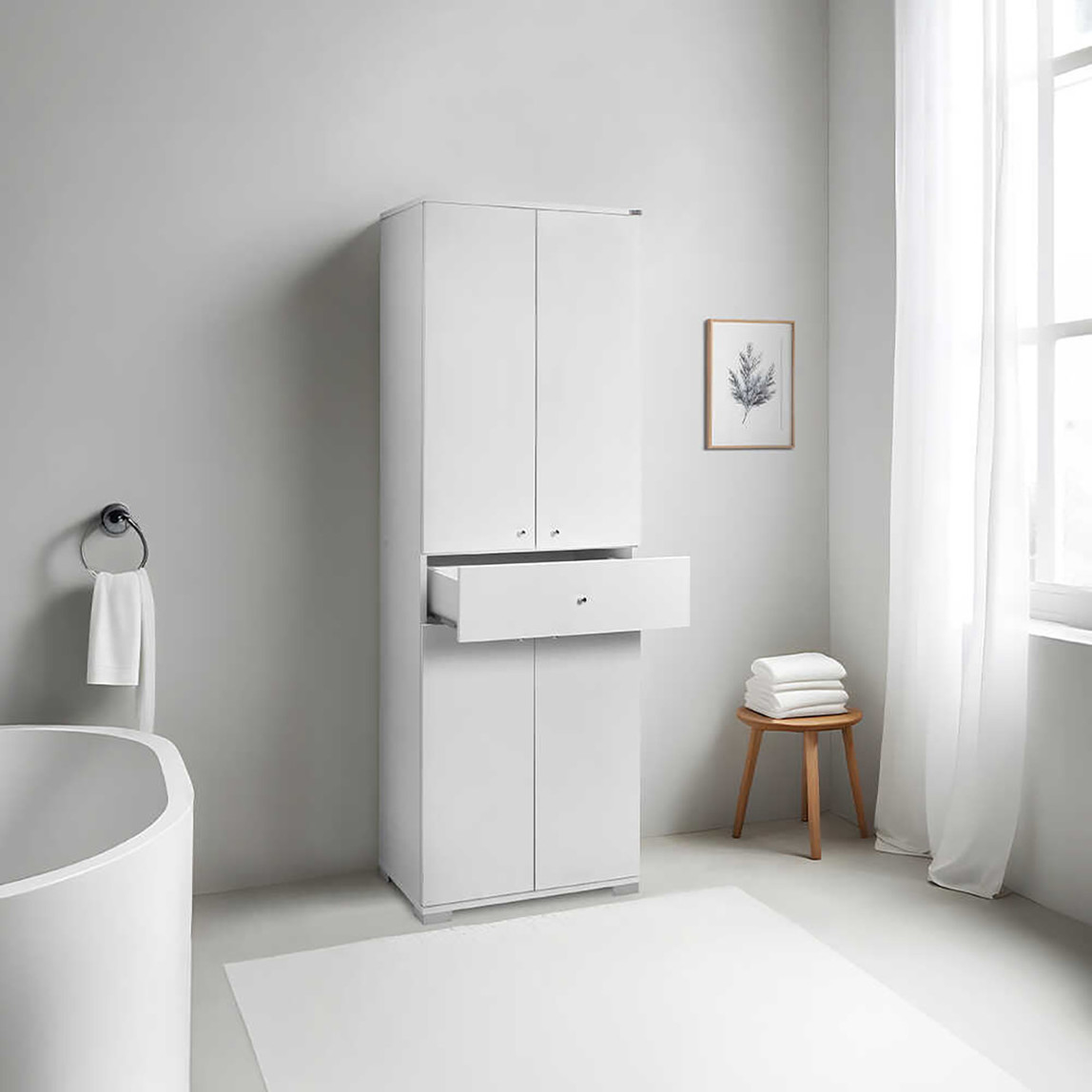    Adore Diamond 4 Kapaklı Tek Çekmeceli Raflı Dolap  