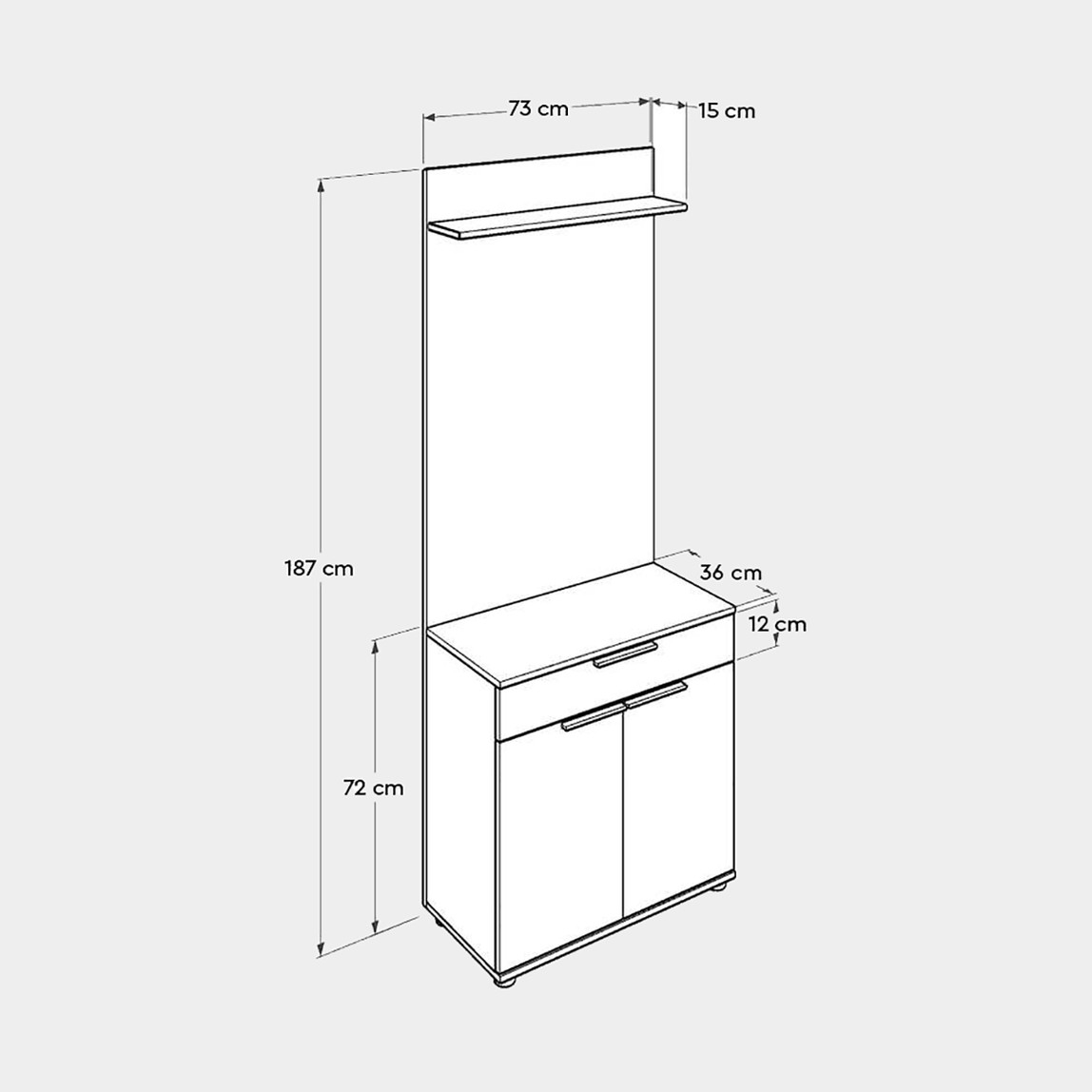    Adore Porto 2 Kapaklı Çekmeceli Portmanto ve Ayakkabılık  