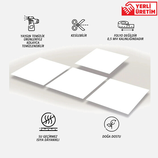 Tink Düz Beyaz Duvar PVC Karo 30 x 30 cm  