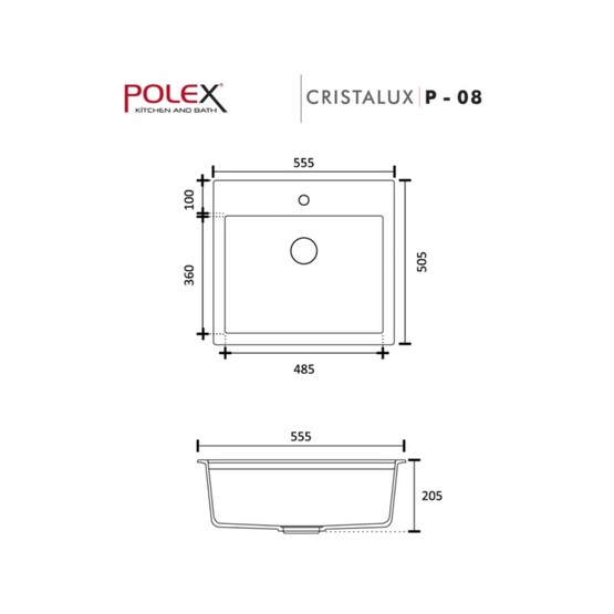 Polex P-08 Damlalıksız Eviye Antrasit