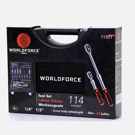 Worldforce Lokma Takımı 114 Parça S-Ultra 1/4''-1/2'' Uzatmalı Cırcır - 11501 