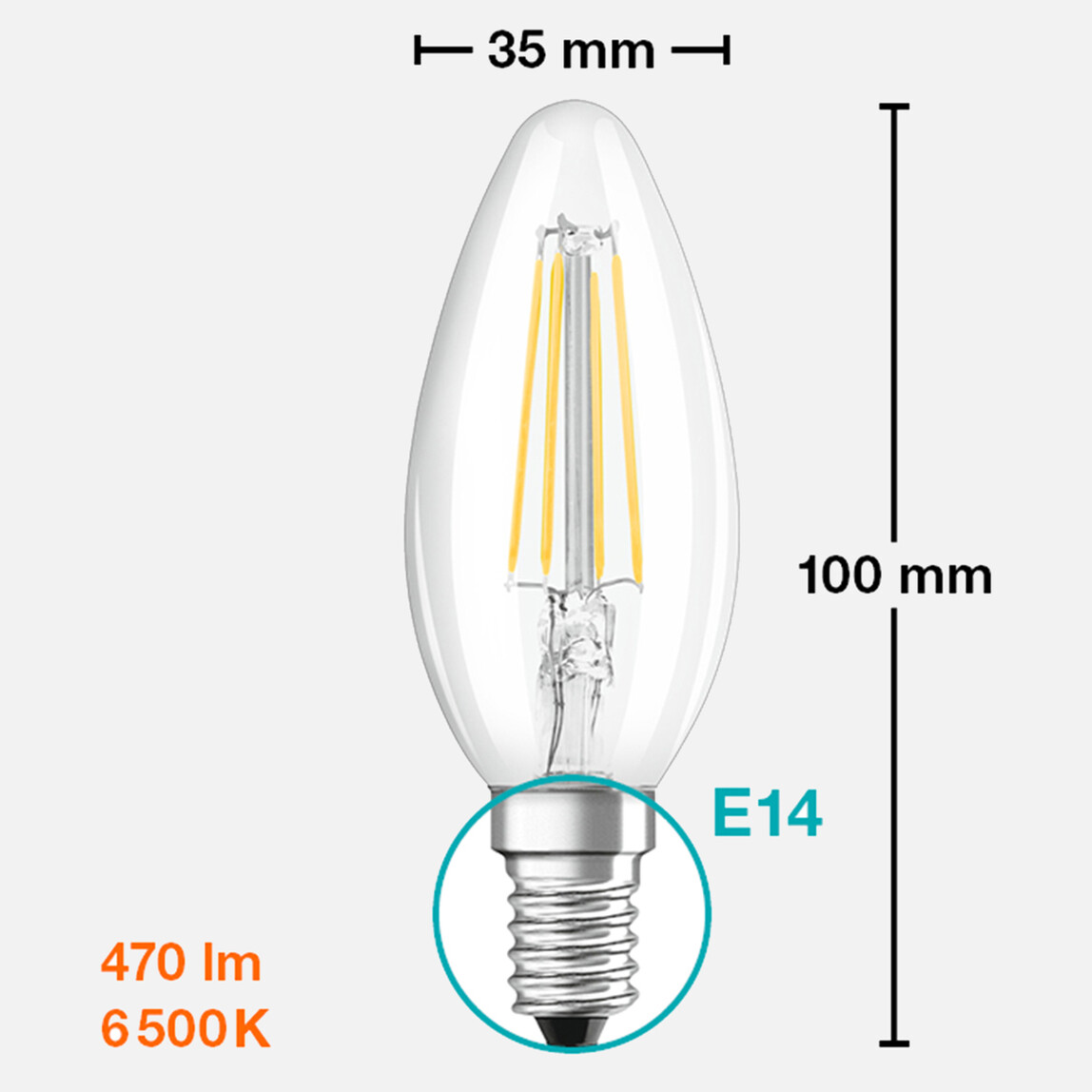    Ledv Led Filemant CLB 40 4 W Beyaz E14 LED Ampul 
